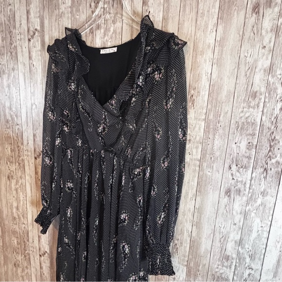 Calista Ruffled Polka Dot Floral Midi Dress - Picture 5 of 11